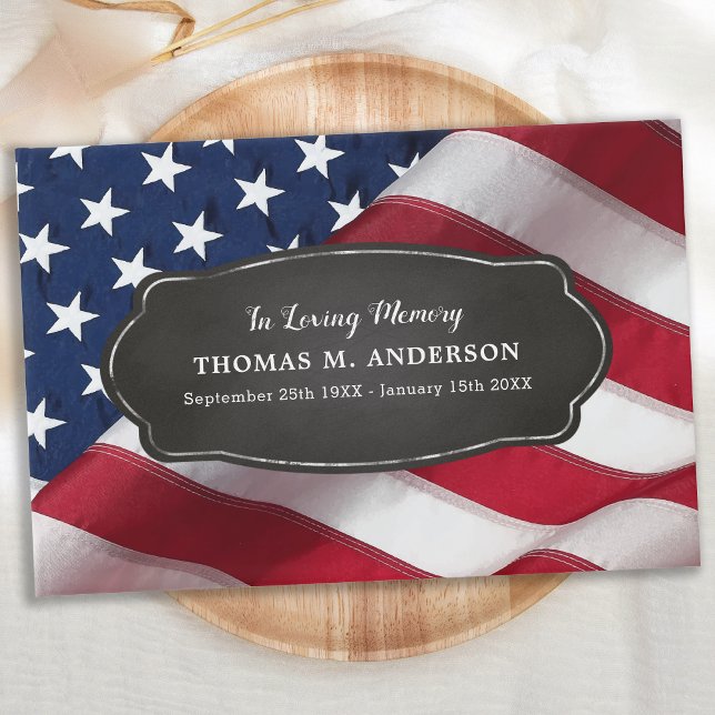 American Flag Patriotic Memorial Military Funeral Guest Book (Creator Uploaded)