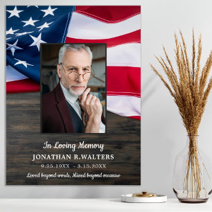 American Flag Patriotic Memorial Photo Funeral  Po Poster