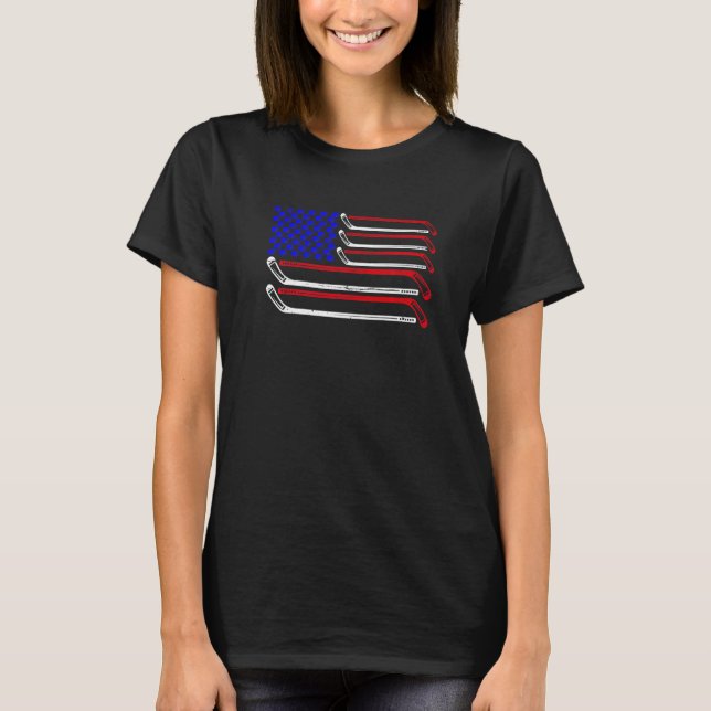 American Flag Patriotic Men Women Hockey USA Youth T-Shirt (Front)
