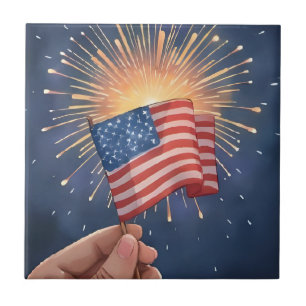 American Flag Patriotic Party Tile