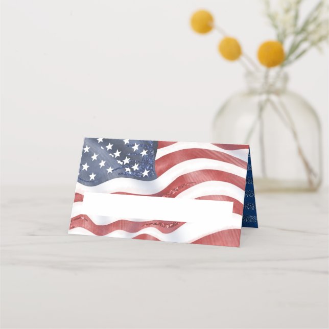 American Flag Patriotic Place Card (Front)