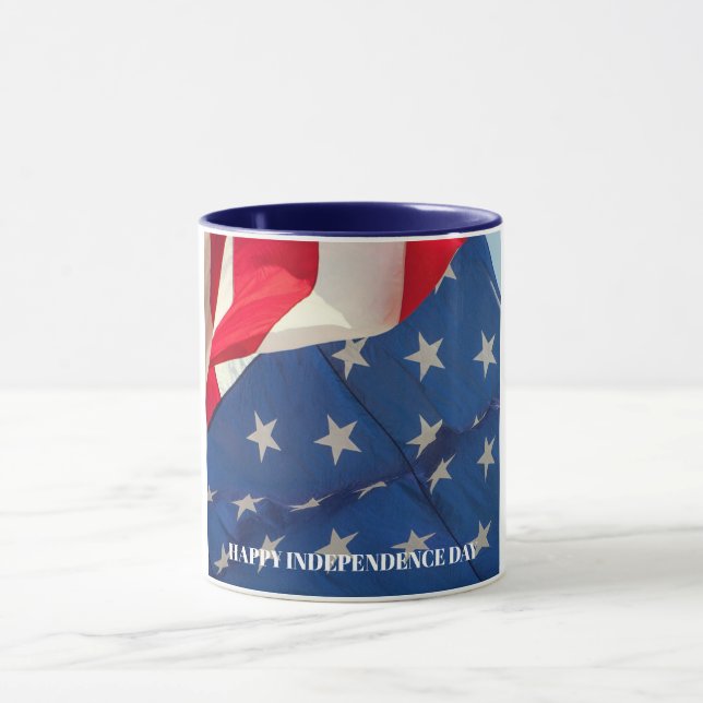 American Flag Patriotic Red White Blue Custom  Mug (Center)