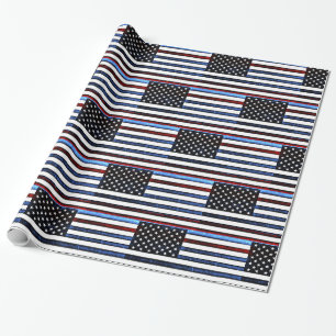 American Flag Patriotic Red White Blue Gift Wrap