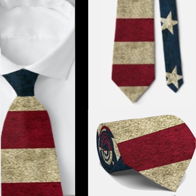 American Flag Patriotic Rustic Neck Tie Necktie  (Creator Uploaded)