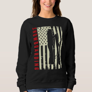 American Flag Patriotic Snowboarder Snowboard Snow Sweatshirt