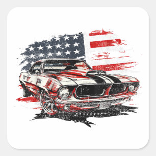 American Flag Patriotic Square Sticker
