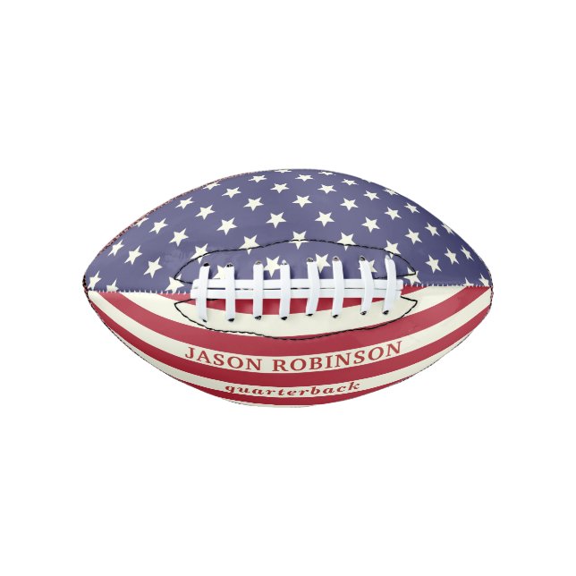 American Flag Patriotic Stars Stripes Custom Name Football (Front)