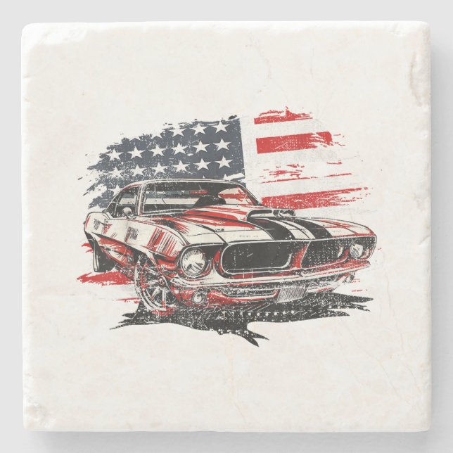 American Flag Patriotic  Stone Coaster (Front)