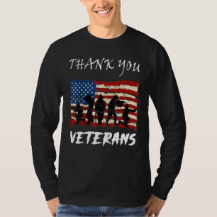 American Flag Patriotic Thank You Veterans Proud V T-Shirt