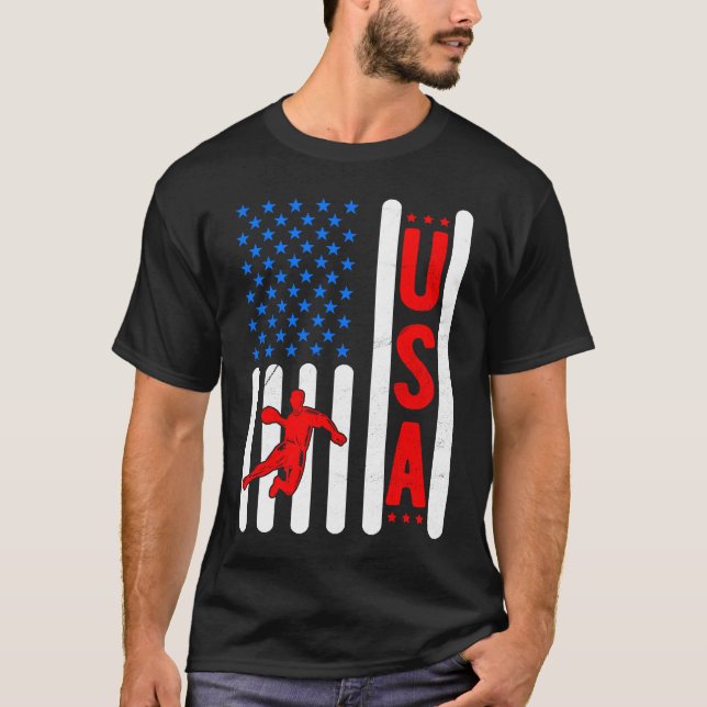 American Flag Patriotic USA Men Women Handball Spo T-Shirt (Front)