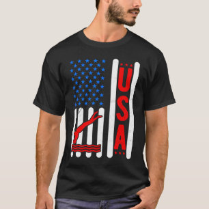 American Flag Patriotic USA Men Women Swimming Fre T-Shirt