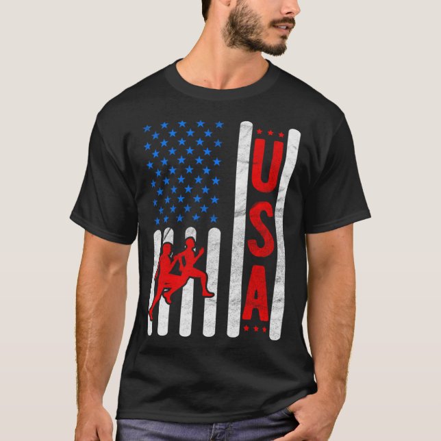 American Flag Patriotic USA Men Women Track and fi T-Shirt (Front)