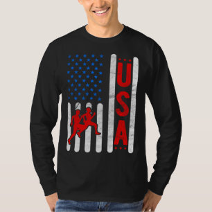American Flag Patriotic USA Men Women Track and fi T-Shirt