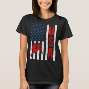 American Flag Patriotic USA Men Women Track and fi T-Shirt