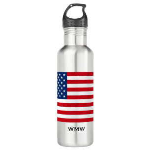 American Flag Patriotic USA Monogram 710 Ml Water Bottle