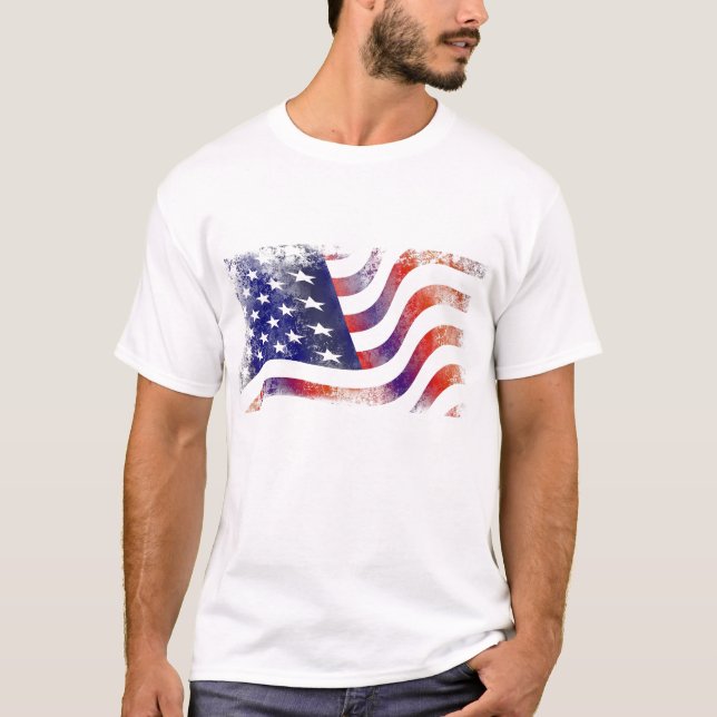American Flag Patriotic Vintage Design T-Shirt (Front)