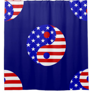 american flag patriotic yin yang stars stripes shower curtain