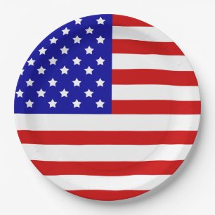 American Flag Patriotism Independence Day July 4 Paper Plate