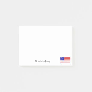 American Flag Patriotism Theme Custom Text Name Post-it Notes