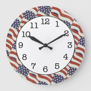American Flag Pattern Round Wall Clock