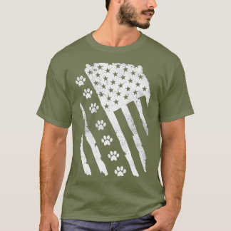 American Flag Paw Print with Dog PawsVintage T-Shirt
