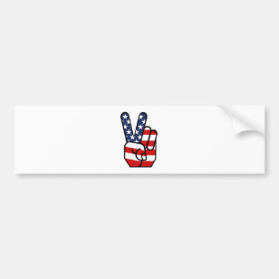 American Flag Peace Hand Bumper Sticker