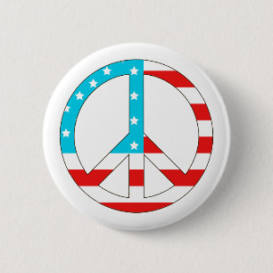 American Flag Peace Sign 6 Cm Round Badge
