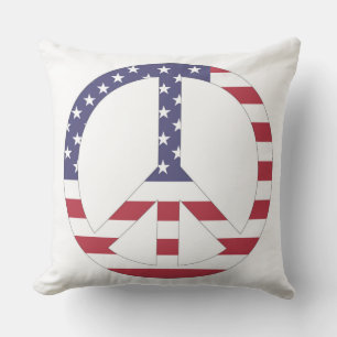 AMERICAN FLAG PEACE SIGN CUSHION