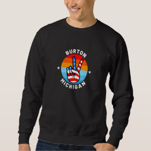 American Flag Peace Sign Hand Burton Michigan Mi Sweatshirt