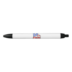 American Flag Peace Sign Hand T-Shirt Fourth of Ju Black Ink Pen