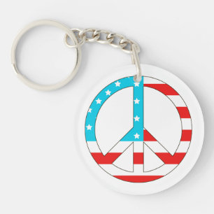 American Flag Peace Sign Key Ring
