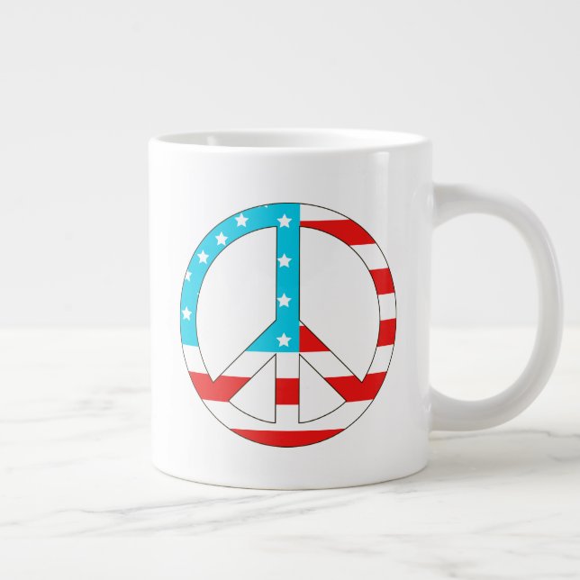 American Flag Peace Sign Large Coffee Mug (Right)