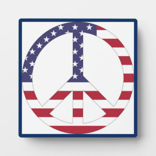 AMERICAN FLAG PEACE SIGN PLAQUE