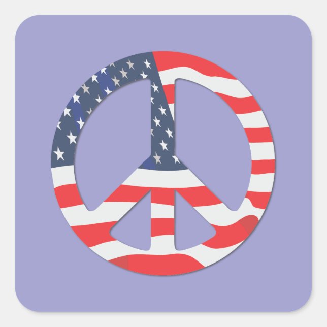 American Flag Peace Sign Square Sticker (Front)