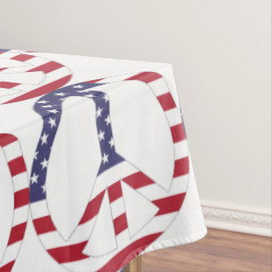 AMERICAN FLAG PEACE SIGN TABLECLOTH