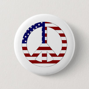 American Flag Peace sign USA 6 Cm Round Badge