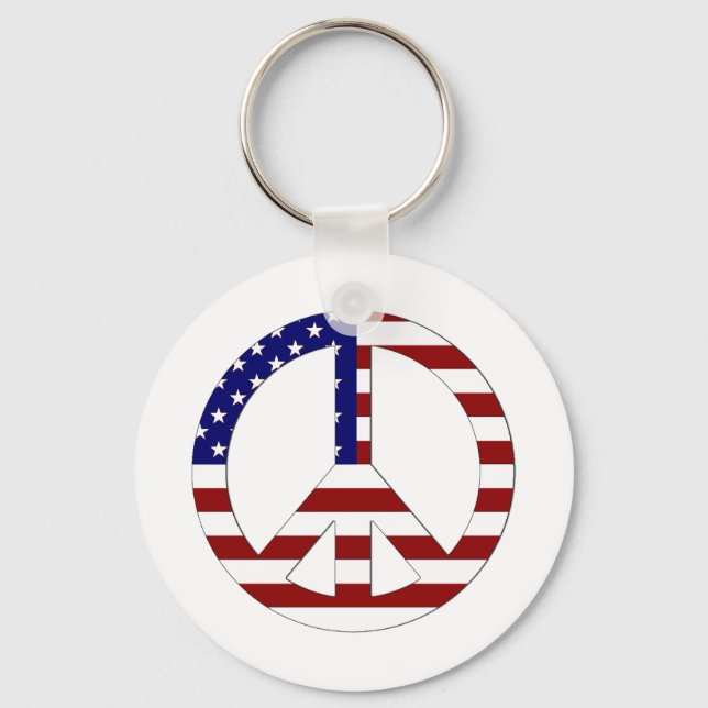 American Flag Peace sign USA Key Ring (Front)