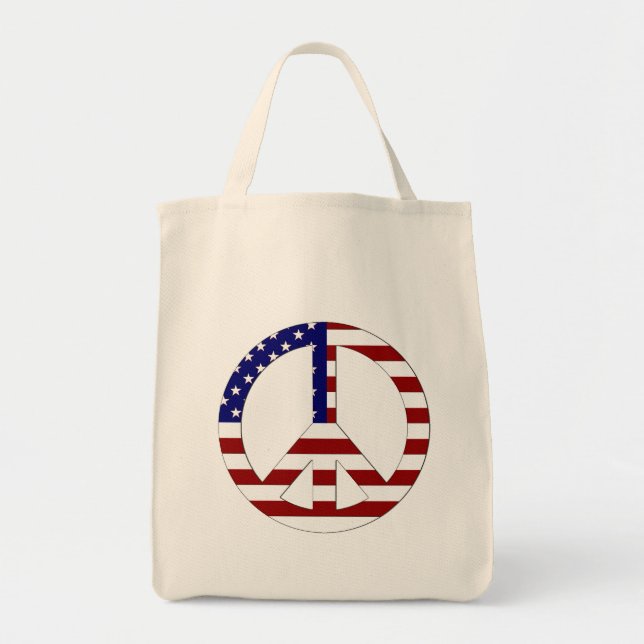 American Flag Peace sign USA Tote Bag (Front)