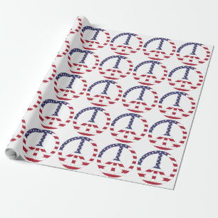 AMERICAN FLAG PEACE SIGN WRAPPING PAPER