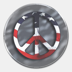 American Flag Peace Symbol Sticker