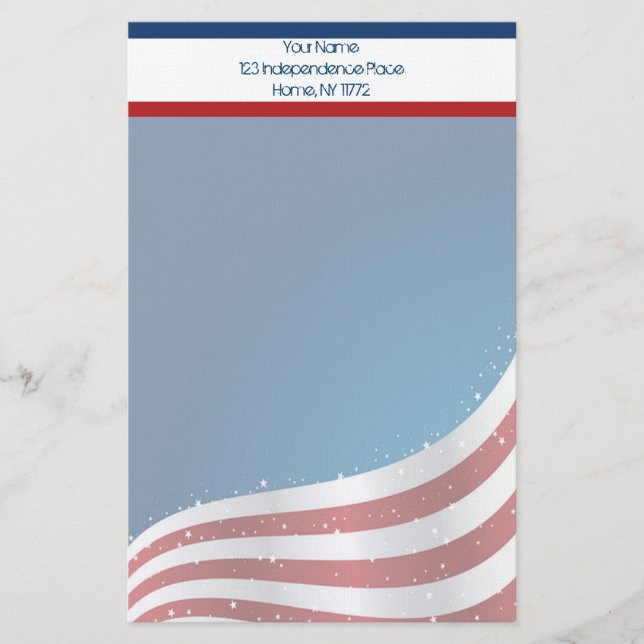 American Flag Personal Stationery (Front)