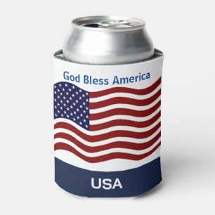 American Flag Personalise Name & Text Tall Seltzer Can Cooler