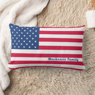 American Flag   Personalised Family Lumbar Cushion