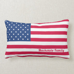 American Flag   Personalised Family Lumbar Cushion