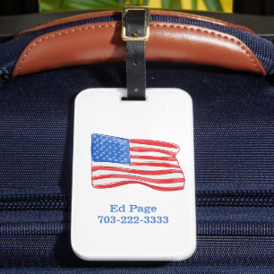 American Flag Personalised Luggage Tag