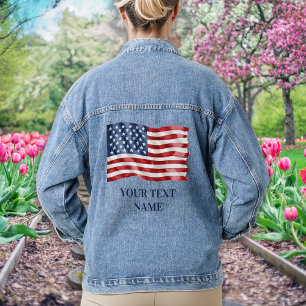 American Flag Personalised Patriotic Stars Stripes Denim Jacket