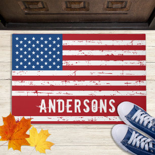 American Flag Personalised Patriotic Stars Stripes Doormat