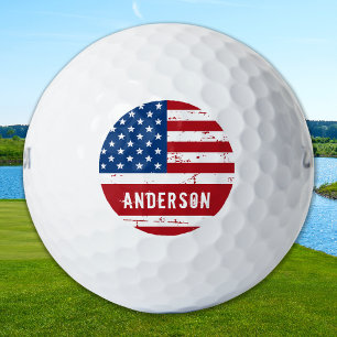 American Flag Personalised Patriotic Stars Stripes Golf Balls