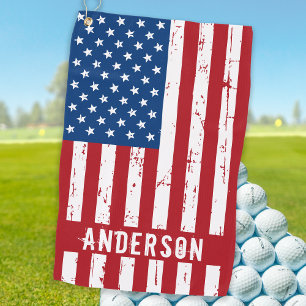 American Flag Personalised Patriotic Stars Stripes Golf Towel