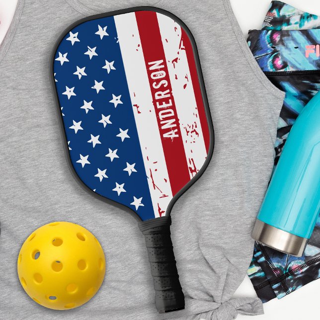 American Flag Personalised Patriotic Stars Stripes Pickleball Paddle (Creator Uploaded)